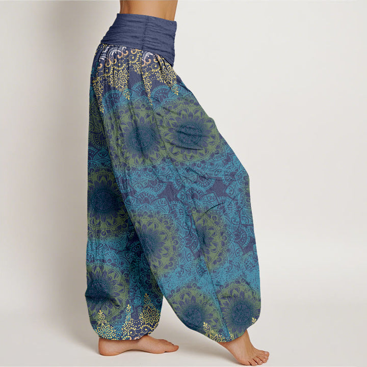 Buddha Stones Haremshose aus reiner Baumwolle mit dreieckigem Mandala-Muster für Damen, elastische Taille - image 9