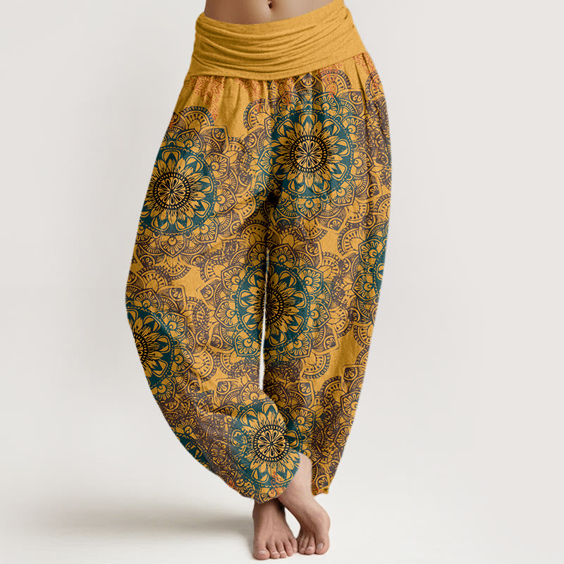 Buddha Stones Haremshose aus reiner Baumwolle mit dreieckigem Mandala-Muster für Damen, elastische Taille - Gold - US22, UK/AU26, EU54 (6XL) - image 11