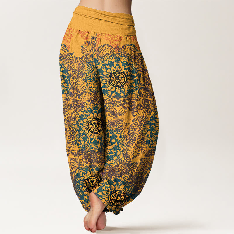 Buddha Stones Haremshose aus reiner Baumwolle mit dreieckigem Mandala-Muster für Damen, elastische Taille - image 13