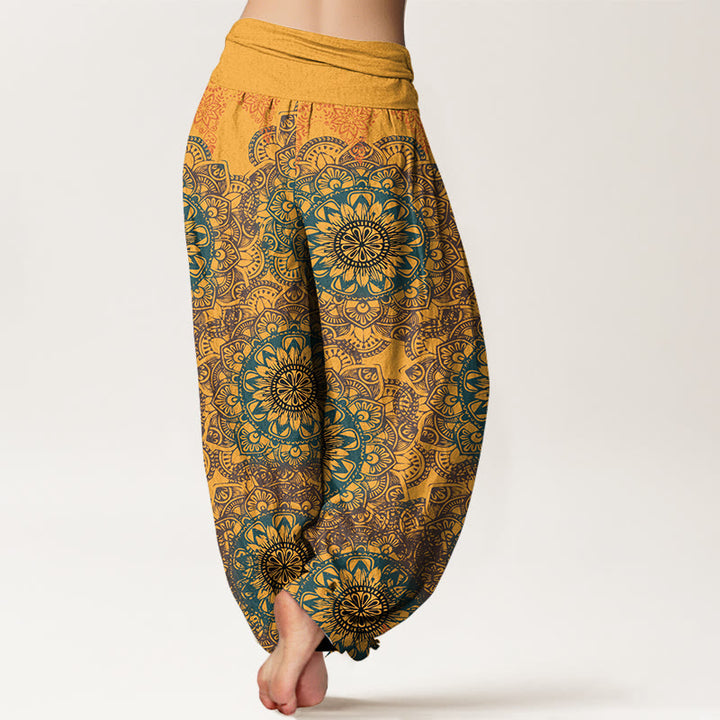 Buddha Stones Haremshose aus reiner Baumwolle mit dreieckigem Mandala-Muster für Damen, elastische Taille - image 13