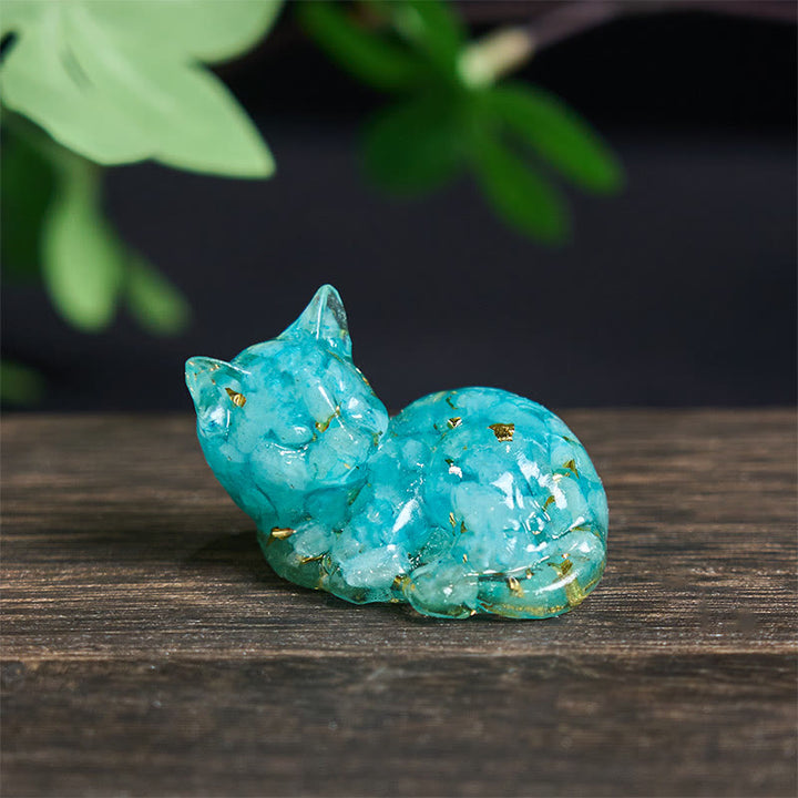 Buddha Stones, Kristallsplitter, Epoxidharz, kleine Katze, positive Dekoration  - Aquamarin (32*43*53mm) - image 16