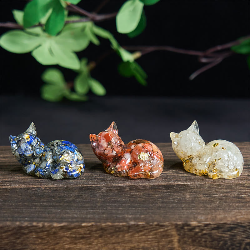 Buddha Stones, Kristallsplitter, Epoxidharz, kleine Katze, positive Dekoration  - image 31