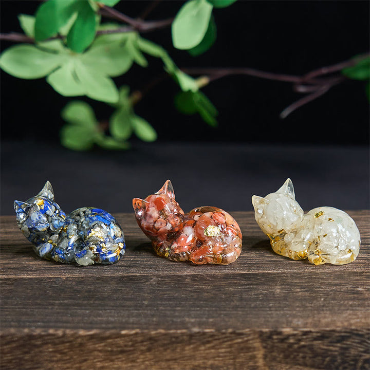 Buddha Stones, Kristallsplitter, Epoxidharz, kleine Katze, positive Dekoration  - image 31