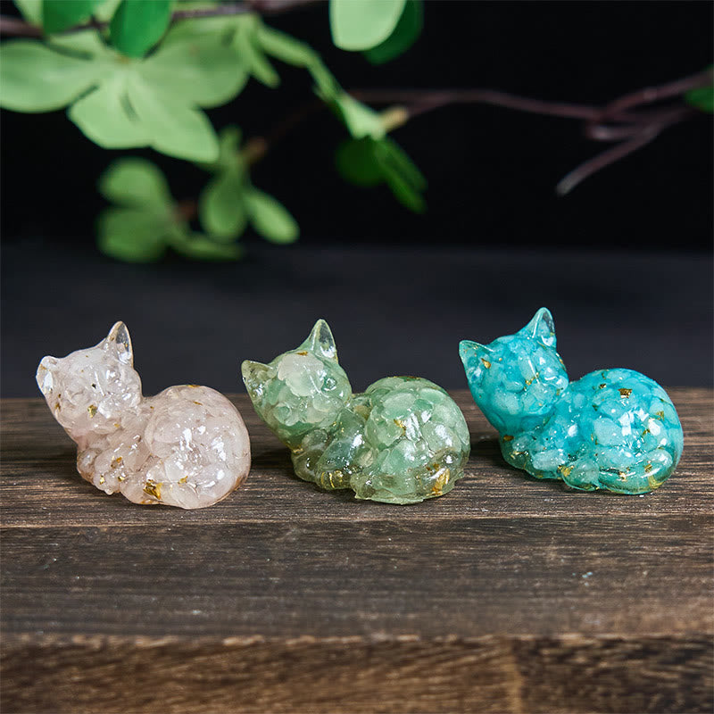Buddha Stones, Kristallsplitter, Epoxidharz, kleine Katze, positive Dekoration  - image 33