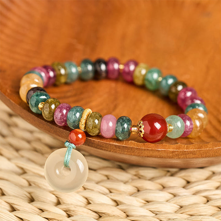 Buddha Stones ​​Friedensschnalle Turmalin Chalcedon Liebesarmband - Turmalin (Handgelenkumfang: 14-16 cm) - image 0