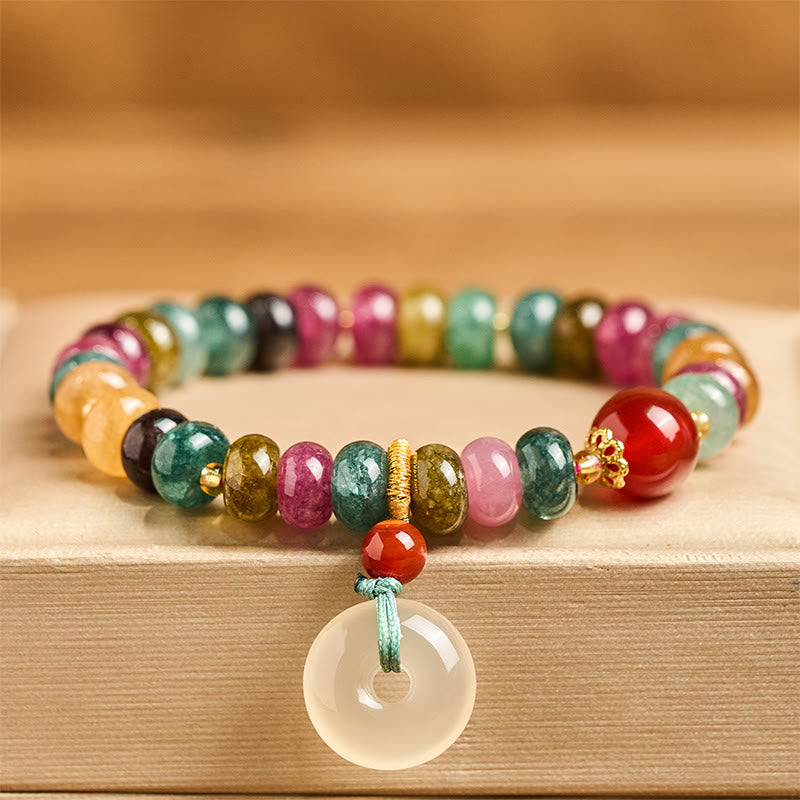 Buddha Stones ​​Friedensschnalle Turmalin Chalcedon Liebesarmband - image 1