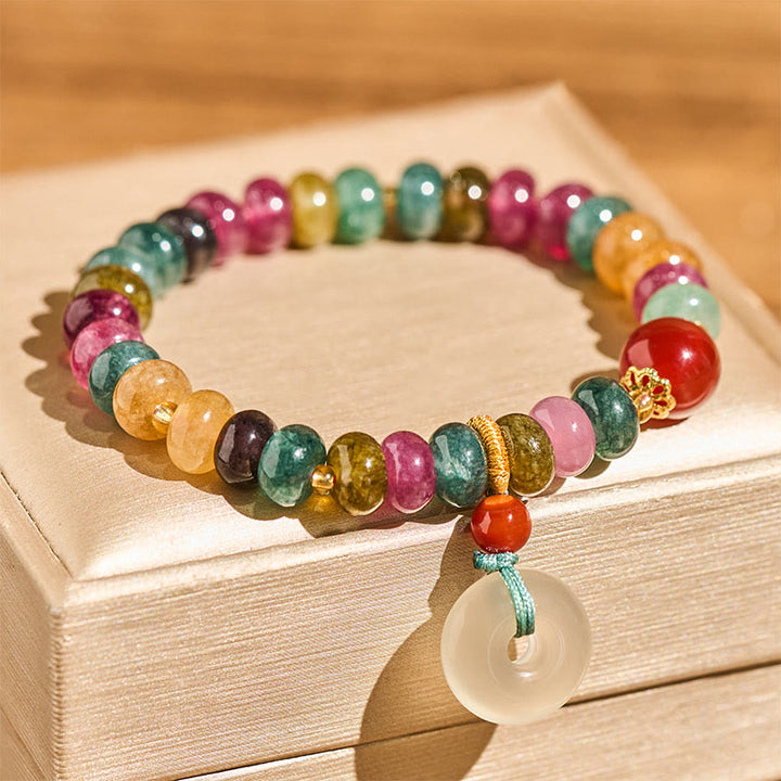 Buddha Stones ​​Friedensschnalle Turmalin Chalcedon Liebesarmband - image 2
