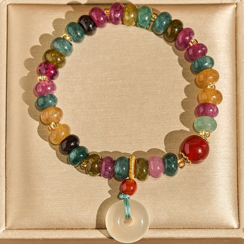 Buddha Stones ​​Friedensschnalle Turmalin Chalcedon Liebesarmband - image 3