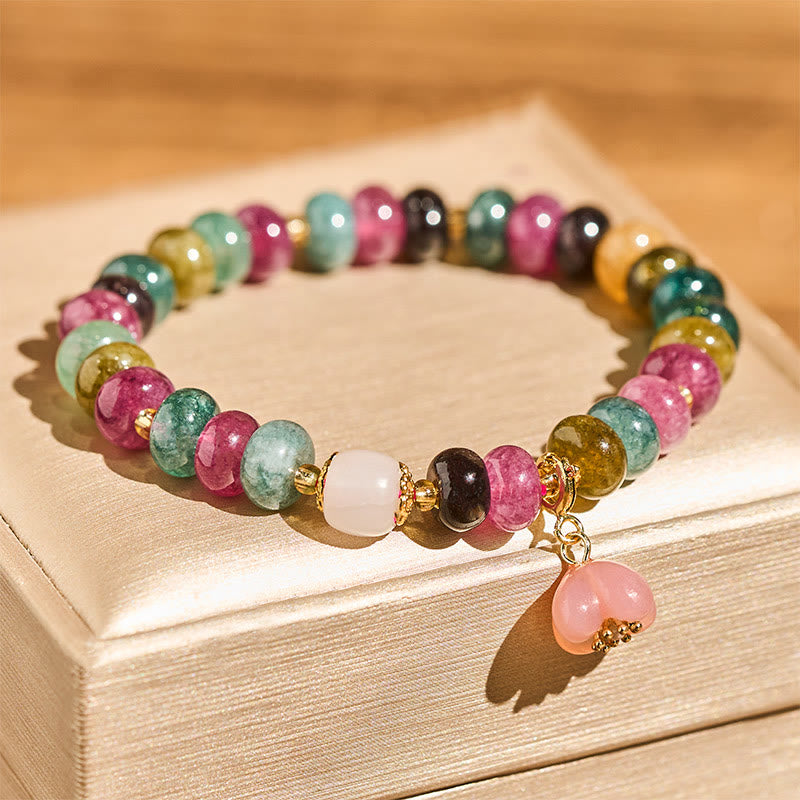 Buddha Stones, Turmalin, Yanyuan-Achat, Pfirsichblüten, Liebesarmband - image 1