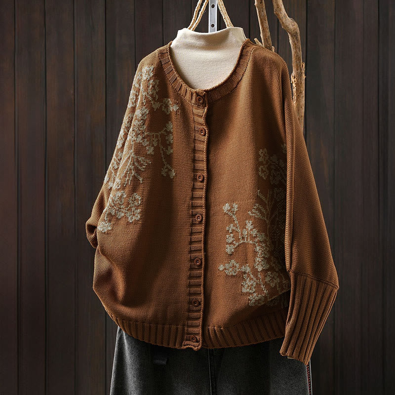 Strickcardigan mit Buddha Stones, floralen Knöpfen und langen Fledermausärmeln aus Baumwolle für Damen - Peru - US4-6, UK/AU8-10, EU36-38 (F) - image 2