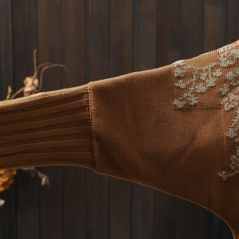 Strickcardigan mit Buddha Stones, floralen Knöpfen und langen Fledermausärmeln aus Baumwolle für Damen - image 10