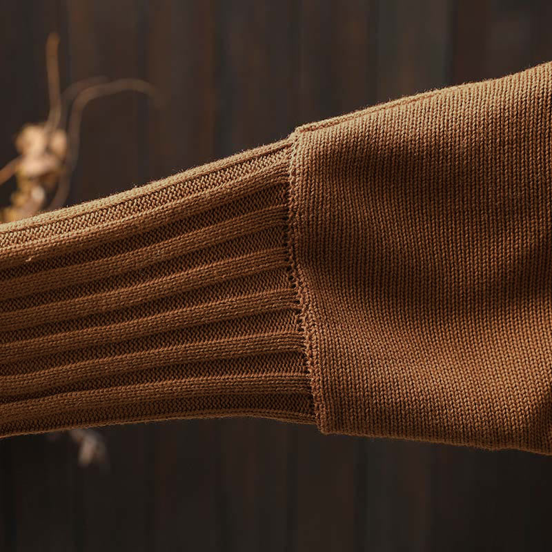 Strickcardigan mit Buddha Stones, floralen Knöpfen und langen Fledermausärmeln aus Baumwolle für Damen - image 9