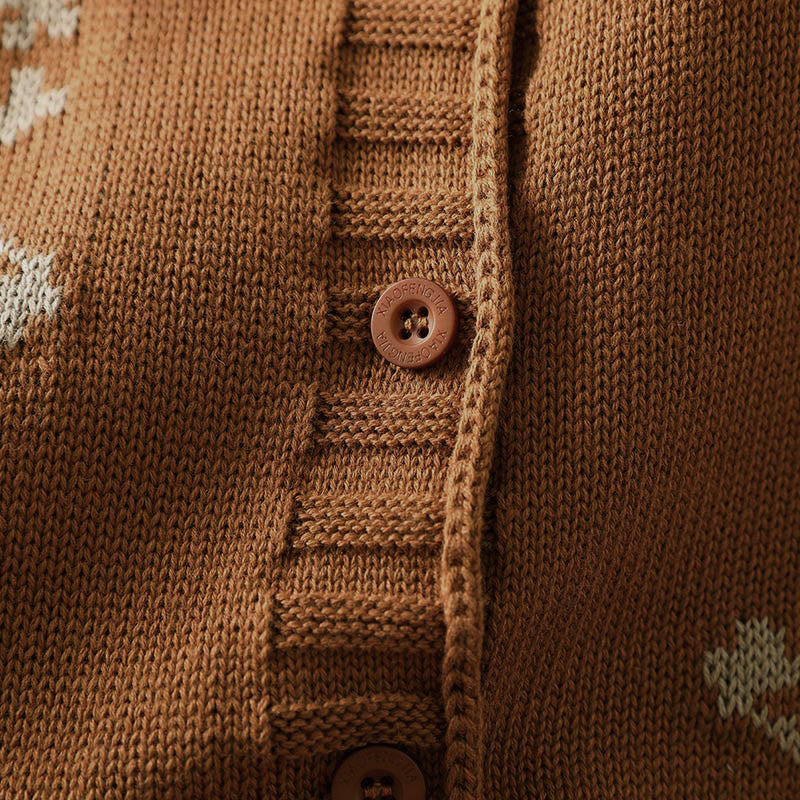 Strickcardigan mit Buddha Stones, floralen Knöpfen und langen Fledermausärmeln aus Baumwolle für Damen - image 8