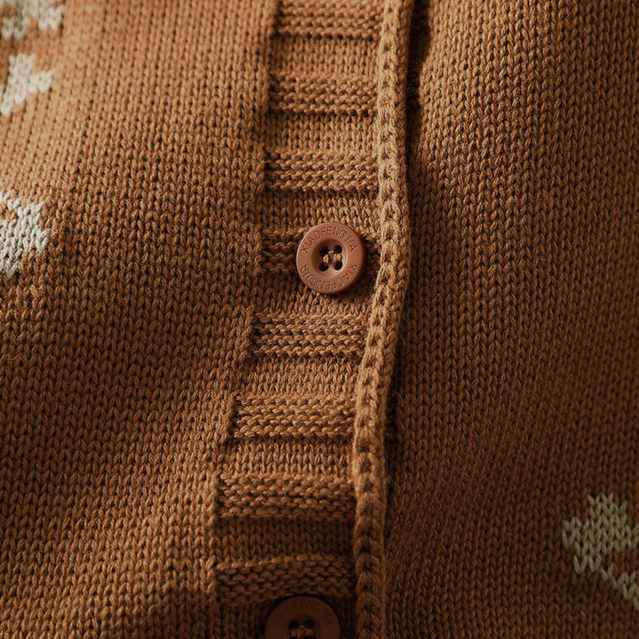 Strickcardigan mit Buddha Stones, floralen Knöpfen und langen Fledermausärmeln aus Baumwolle für Damen - image 8