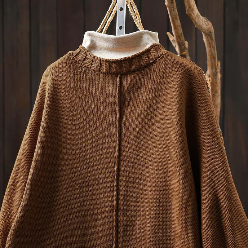 Strickcardigan mit Buddha Stones, floralen Knöpfen und langen Fledermausärmeln aus Baumwolle für Damen - image 6