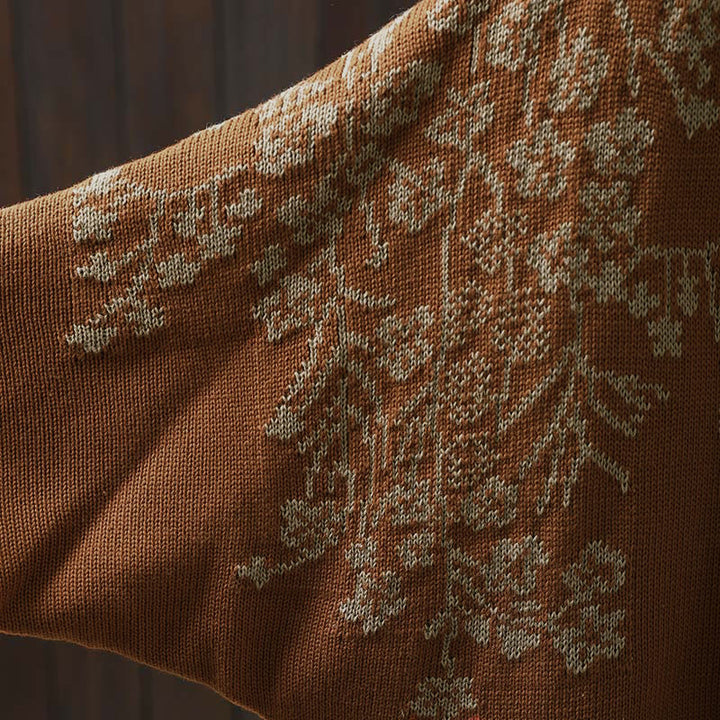 Strickcardigan mit Buddha Stones, floralen Knöpfen und langen Fledermausärmeln aus Baumwolle für Damen - image 11