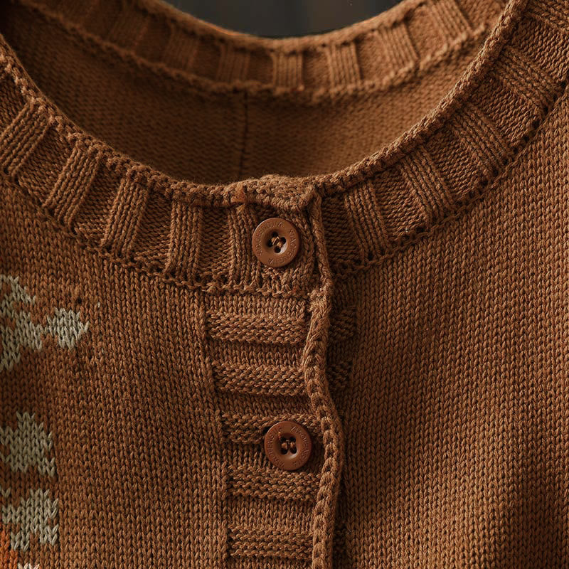 Strickcardigan mit Buddha Stones, floralen Knöpfen und langen Fledermausärmeln aus Baumwolle für Damen - image 7