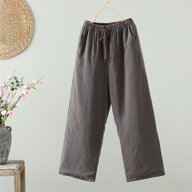 Buddha Stones Winter Kontrastierende Damenhose aus Baumwoll-Leinen-Mischgewebe mit weitem Bein und Taschen - Dunkelgrau - US 8-10, UK/AU 12-14, EU 40-42 (2XL) - image 17