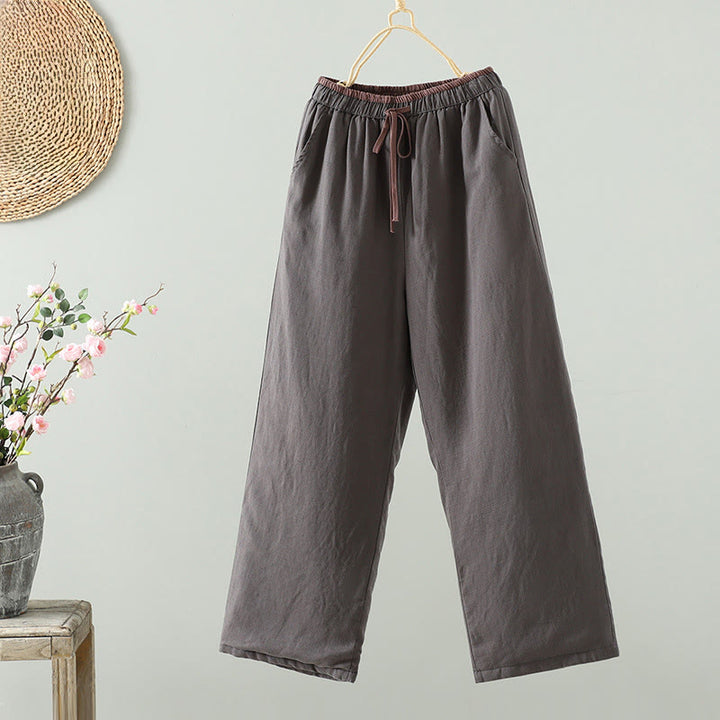 Buddha Stones Winter Kontrastierende Damenhose aus Baumwoll-Leinen-Mischgewebe mit weitem Bein und Taschen - Dunkelgrau - US 8-10, UK/AU 12-14, EU 40-42 (2XL) - image 17