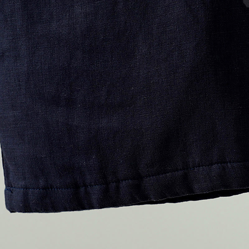 Buddha Stones Winter Kontrastierende Damenhose aus Baumwoll-Leinen-Mischgewebe mit weitem Bein und Taschen - image 5