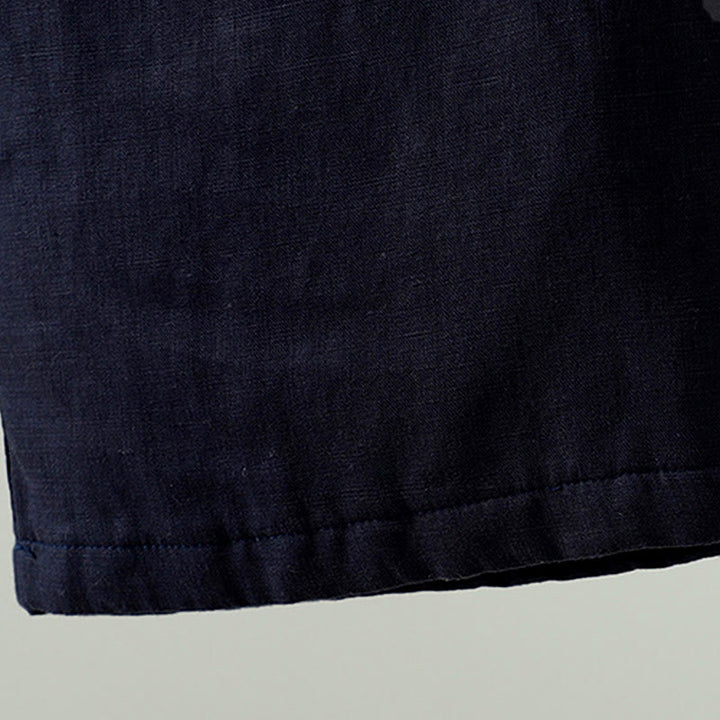 Buddha Stones Winter Kontrastierende Damenhose aus Baumwoll-Leinen-Mischgewebe mit weitem Bein und Taschen - image 5