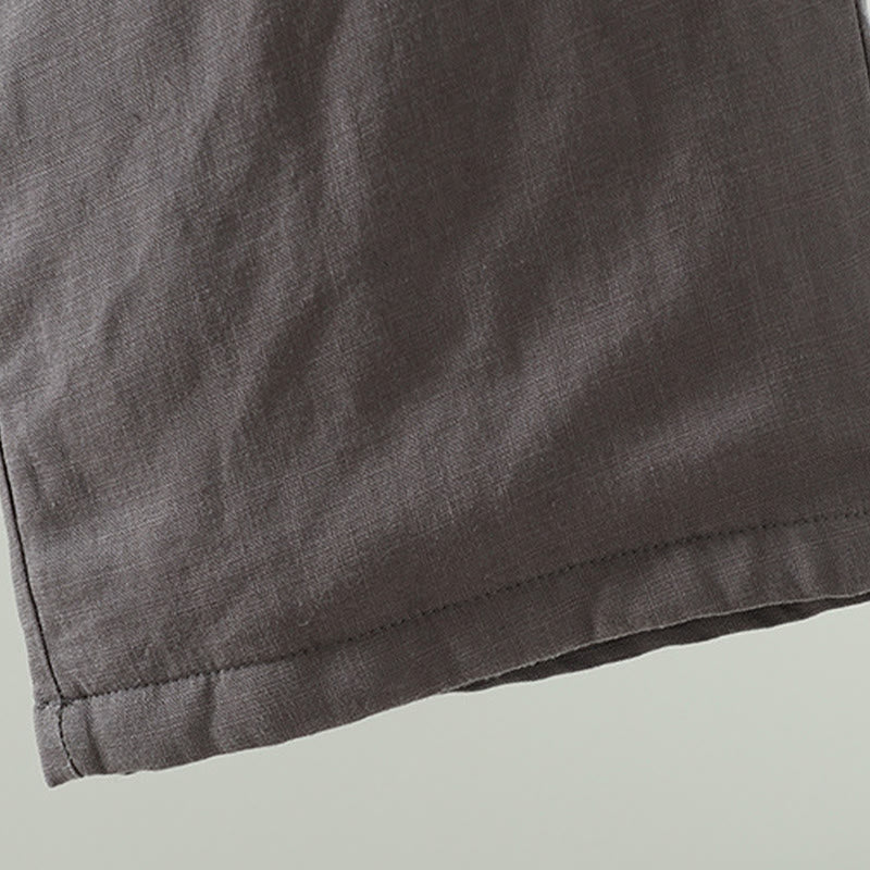 Buddha Stones Winter Kontrastierende Damenhose aus Baumwoll-Leinen-Mischgewebe mit weitem Bein und Taschen - image 22