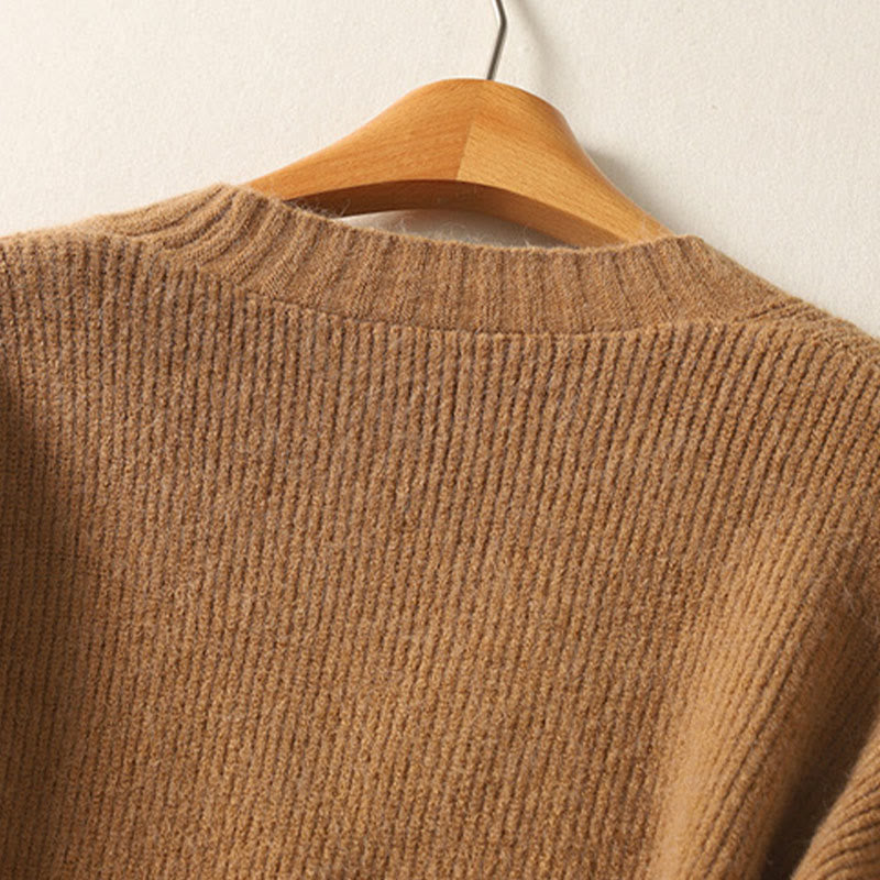 Buddha Stones Winter V-Ausschnitt Knöpfe Baumwoll-Strickjacke für Damen mit langen Ärmeln, Strickmuster - image 6