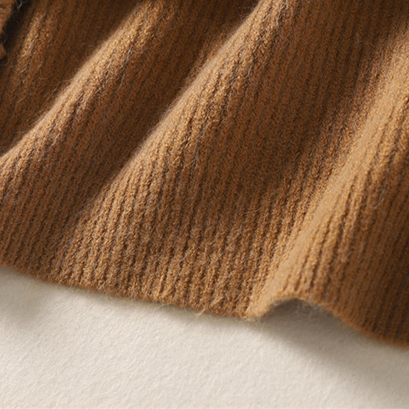 Buddha Stones Winter V-Ausschnitt Knöpfe Baumwoll-Strickjacke für Damen mit langen Ärmeln, Strickmuster - image 11