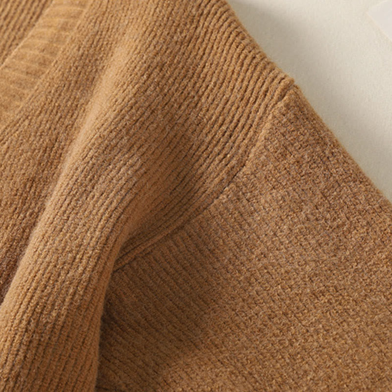 Buddha Stones Winter V-Ausschnitt Knöpfe Baumwoll-Strickjacke für Damen mit langen Ärmeln, Strickmuster - image 7