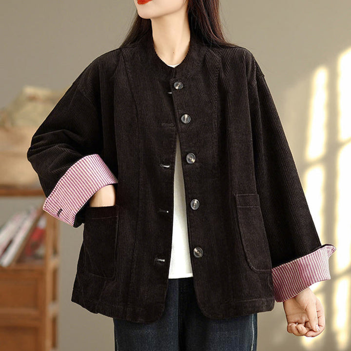 Damen-Cordjacke mit langen Ärmeln und Taschen, verziert mit Buddha Stones - image 18