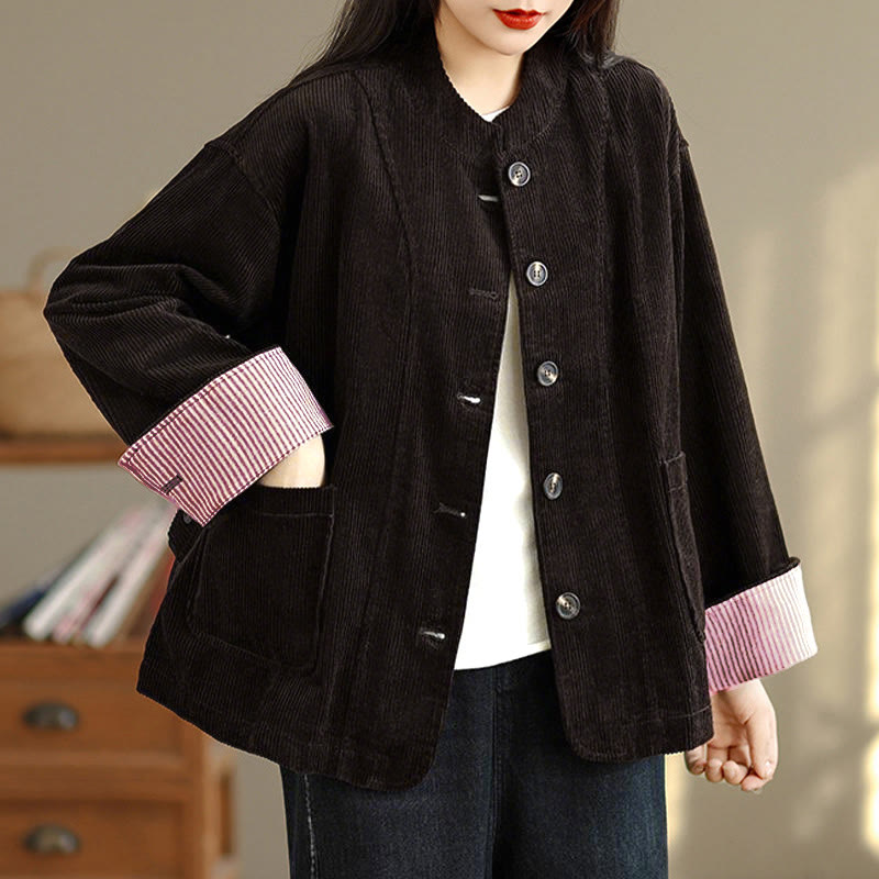 Damen-Cordjacke mit langen Ärmeln und Taschen, verziert mit Buddha Stones - image 20