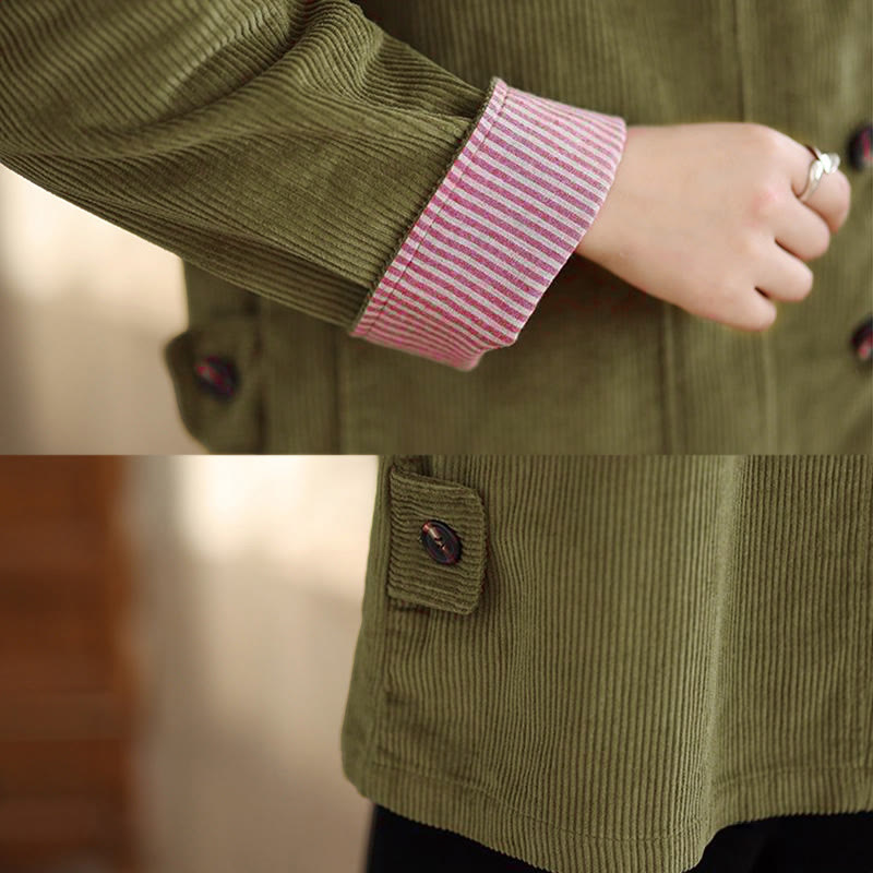 Damen-Cordjacke mit langen Ärmeln und Taschen, verziert mit Buddha Stones - image 16