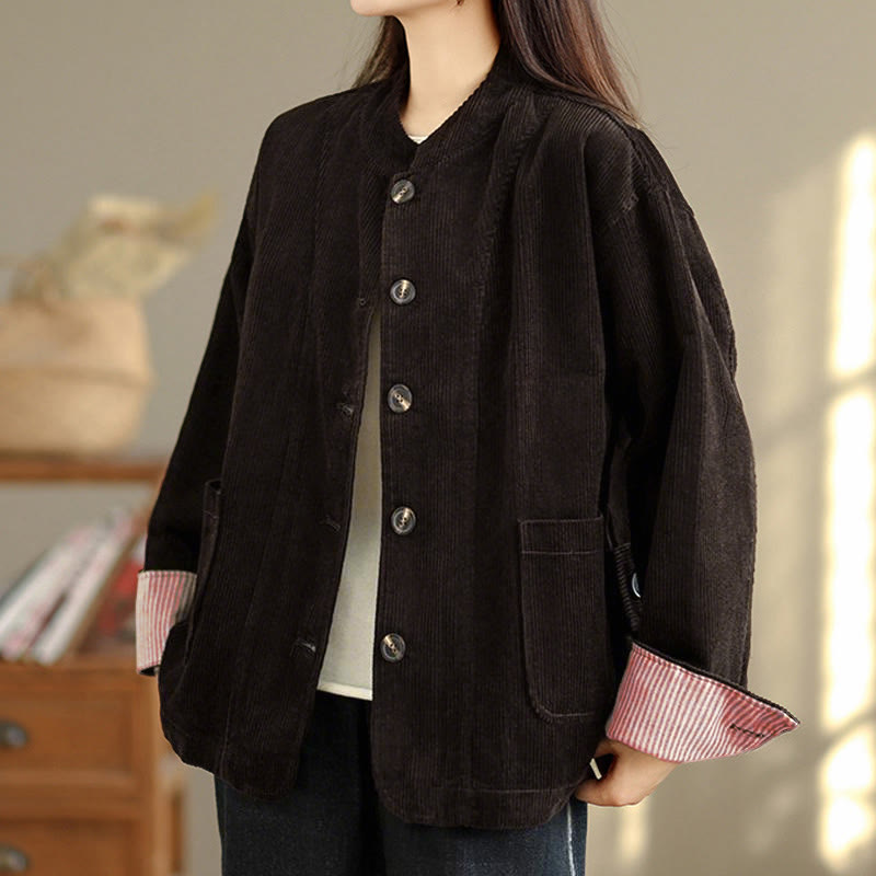 Damen-Cordjacke mit langen Ärmeln und Taschen, verziert mit Buddha Stones - image 19
