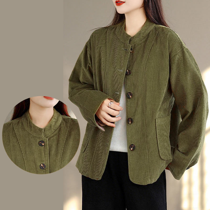 Damen-Cordjacke mit langen Ärmeln und Taschen, verziert mit Buddha Stones - image 11