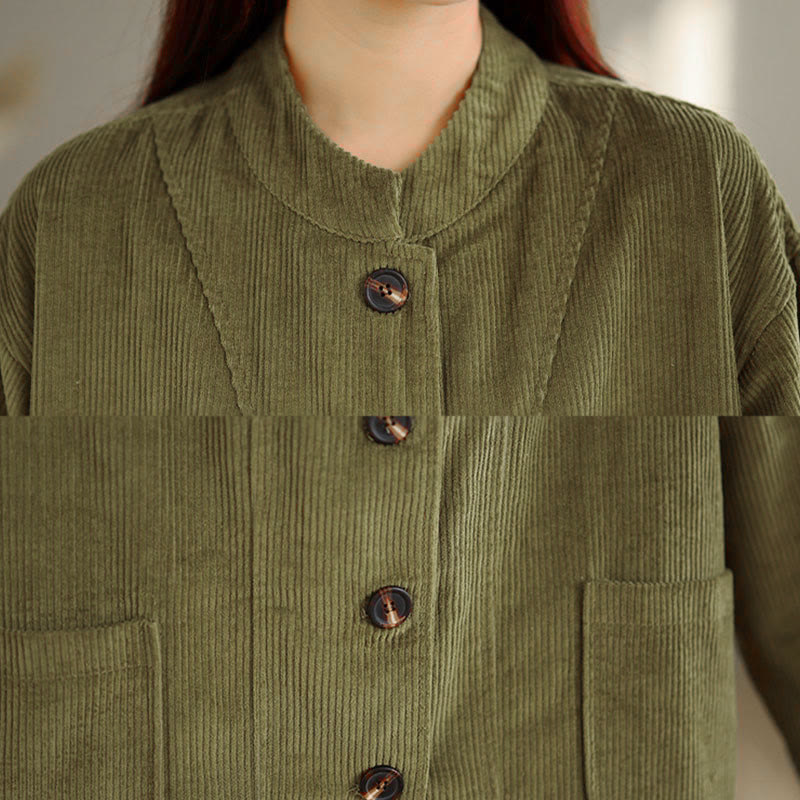 Damen-Cordjacke mit langen Ärmeln und Taschen, verziert mit Buddha Stones - image 14