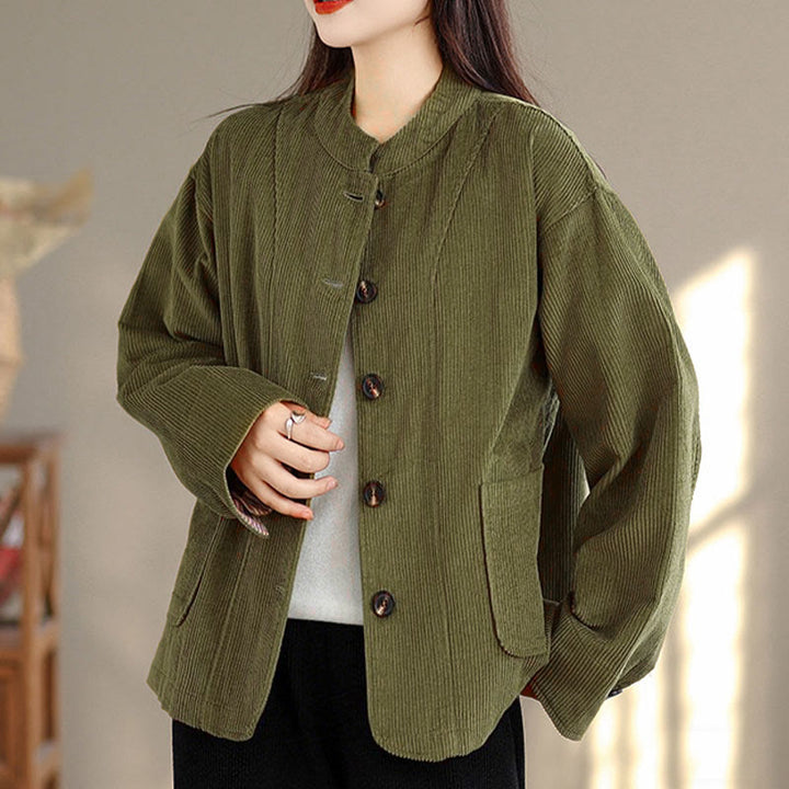 Damen-Cordjacke mit langen Ärmeln und Taschen, verziert mit Buddha Stones - image 10