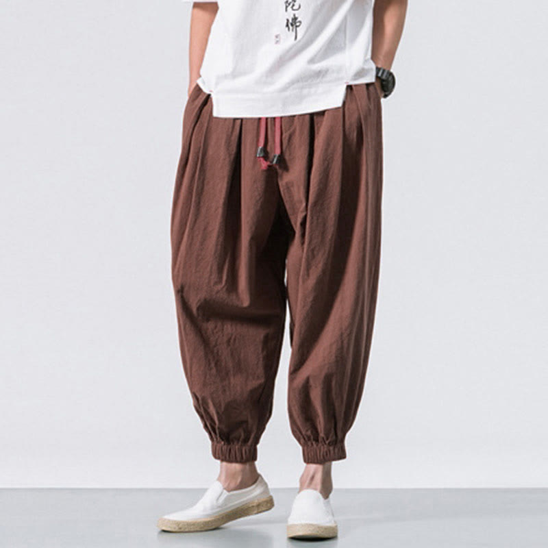 Buddha Stones Casual Sports Herren Einfarbige Baumwollhose mit Kordelzug und Taschen - image 27