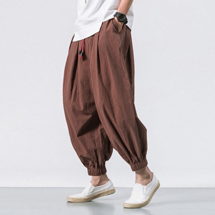Buddha Stones Casual Sports Herren Einfarbige Baumwollhose mit Kordelzug und Taschen - image 29