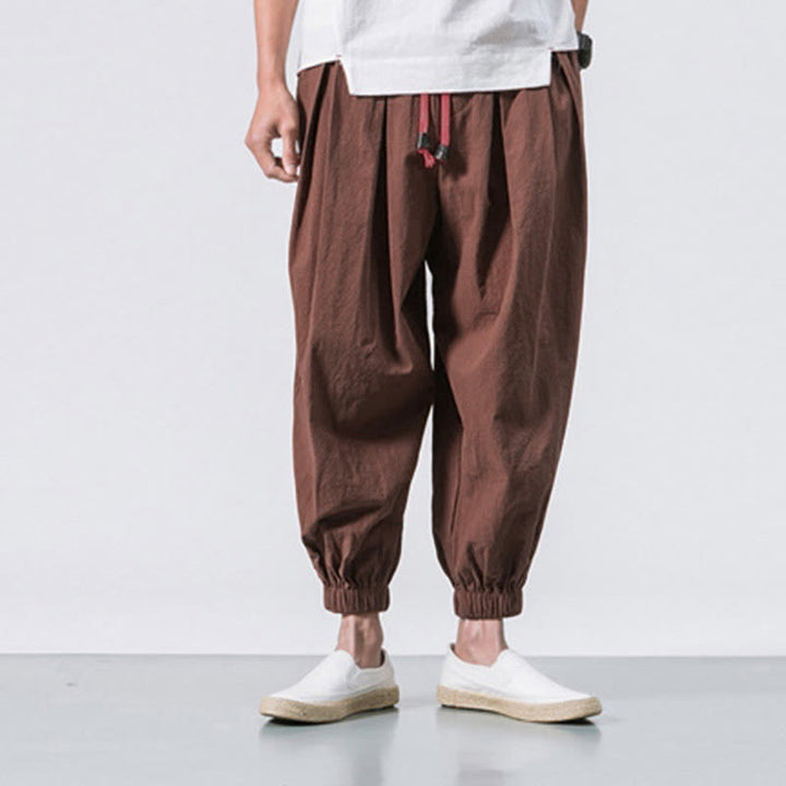 Buddha Stones Casual Sports Herren Einfarbige Baumwollhose mit Kordelzug und Taschen - image 30