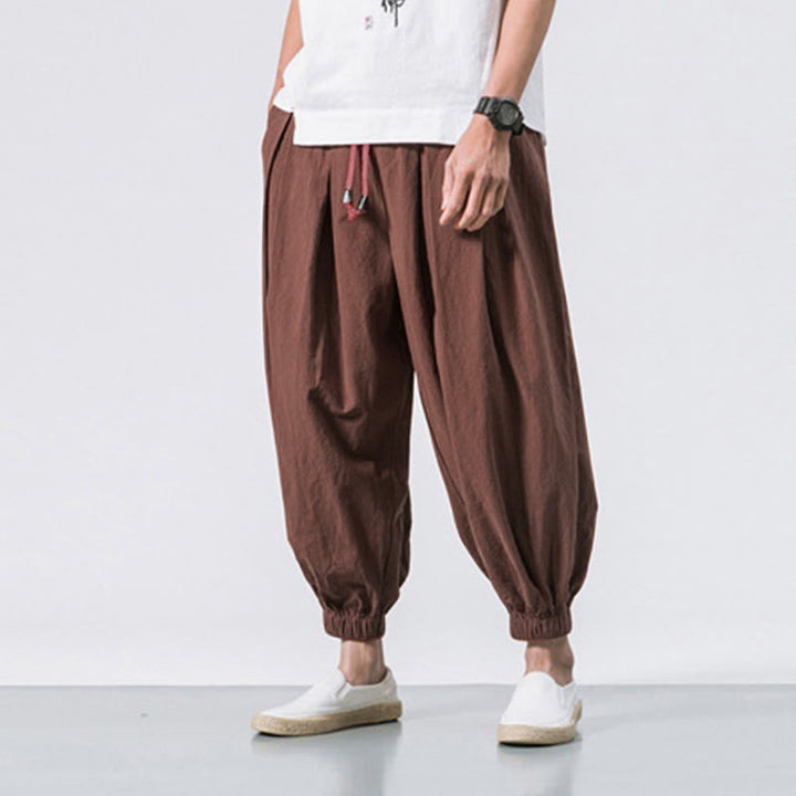 Buddha Stones Casual Sports Herren Einfarbige Baumwollhose mit Kordelzug und Taschen - image 33