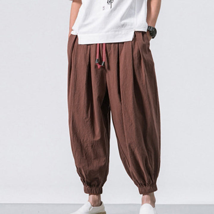 Buddha Stones Casual Sports Herren Einfarbige Baumwollhose mit Kordelzug und Taschen - image 35