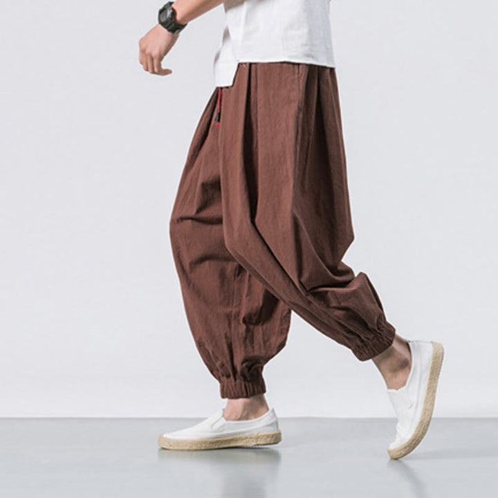 Buddha Stones Casual Sports Herren Einfarbige Baumwollhose mit Kordelzug und Taschen - image 28