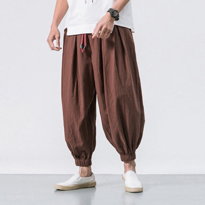 Buddha Stones Casual Sports Herren Einfarbige Baumwollhose mit Kordelzug und Taschen - image 31