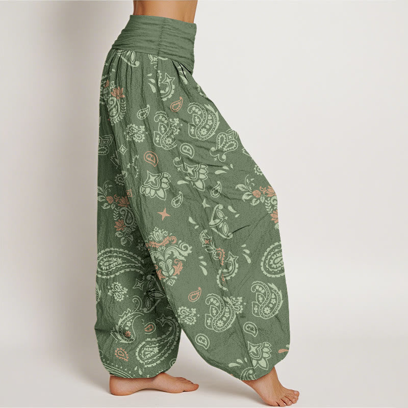 Buddha Stones Baumwoll-Haremshose mit Vintage-Paisley-Muster und elastischem Bund für Damen - image 2