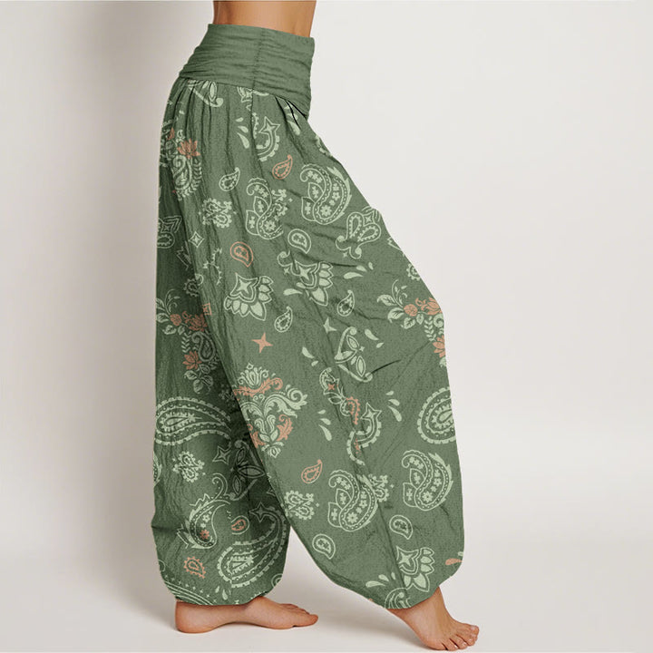 Buddha Stones Baumwoll-Haremshose mit Vintage-Paisley-Muster und elastischem Bund für Damen - image 2