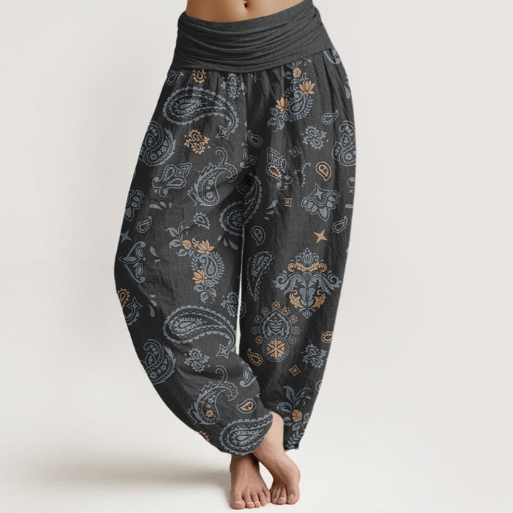 Buddha Stones Baumwoll-Haremshose mit Vintage-Paisley-Muster und elastischem Bund für Damen - Schwarz - US16, UK/AU20, EU48 (3XL) - image 5