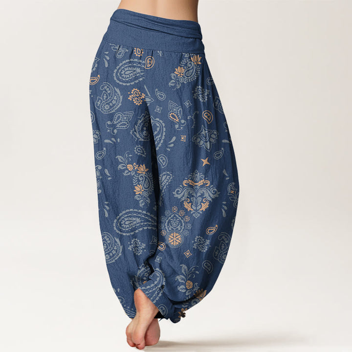 Buddha Stones Baumwoll-Haremshose mit Vintage-Paisley-Muster und elastischem Bund für Damen - image 9