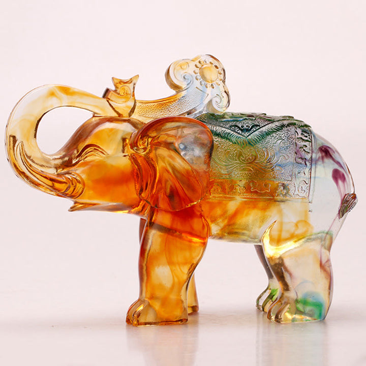 Handgefertigter Elefant aus Liuli-Kristall mit Buddha Stones – Symbol für Weisheit und Reichtum – Heimdekoration - Elefanten-Ruyi-Griff 23,8 x 10 x 14,5 cm - image 6