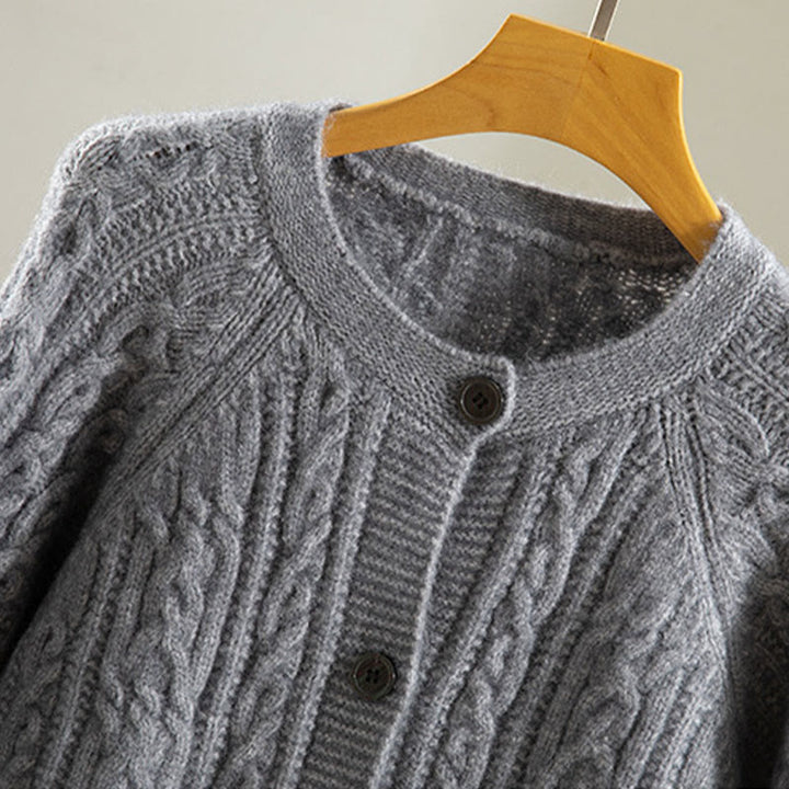 Lässiger Winter-Strickcardigan aus Baumwolle für Damen mit Buddha Stones, gedrehten Knöpfen und langen Ärmeln – ein echter Hingucker! - image 18