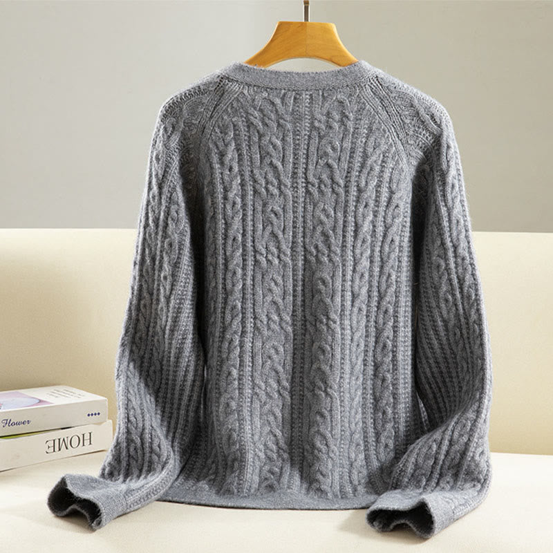 Lässiger Winter-Strickcardigan aus Baumwolle für Damen mit Buddha Stones, gedrehten Knöpfen und langen Ärmeln – ein echter Hingucker! - image 17